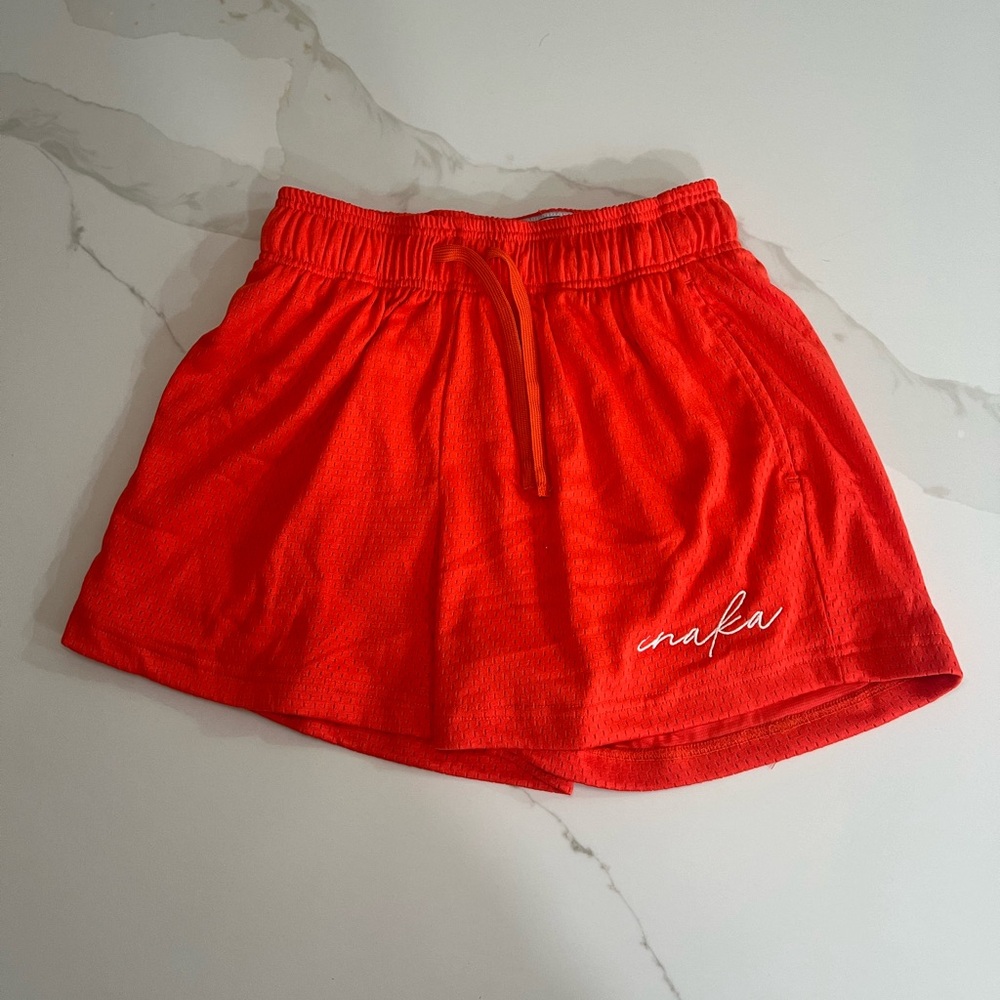 Bright red/orange INAKA mesh shorts XS